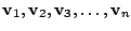 $ {\bf v}_{1},{\bf v}_{2}, {\bf v}_{3}, \ldots , {\bf v}_{n}$