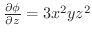 $\frac{\partial \phi}{\partial z} = 3x^2 yz^2$