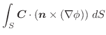 $\displaystyle \int_{S}\boldsymbol{C} \cdot (\boldsymbol{n}\times (\nabla \phi))\;dS$