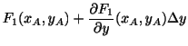 $\displaystyle F_{1}(x_{A},y_{A}) + \frac{\partial F_{1}}{\partial y}(x_{A},y_{A})\Delta y $