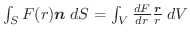 $\int_{S}F(r)\boldsymbol{n}\; dS = \int_{V} \frac{dF}{dr}\frac{\boldsymbol{r}}{r}\;dV$
