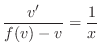 $\displaystyle \frac{v^{\prime}}{f(v) - v} = \frac{1}{x} $