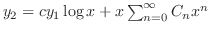 $y_{2} = cy_{1}\log{x} + x\sum_{n=0}^{\infty}C_{n}x^{n}$