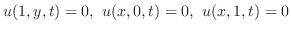 $\displaystyle u(1,y,t) = 0,  u(x,0,t) = 0 ,  u(x,1,t) = 0$